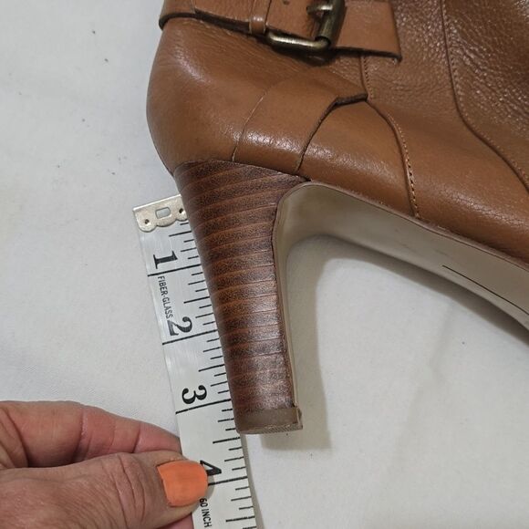 Nine West Women’s “Nopansy” Brown Leather Boots Side Zip Buckle size 8 - Picture 8 of 11